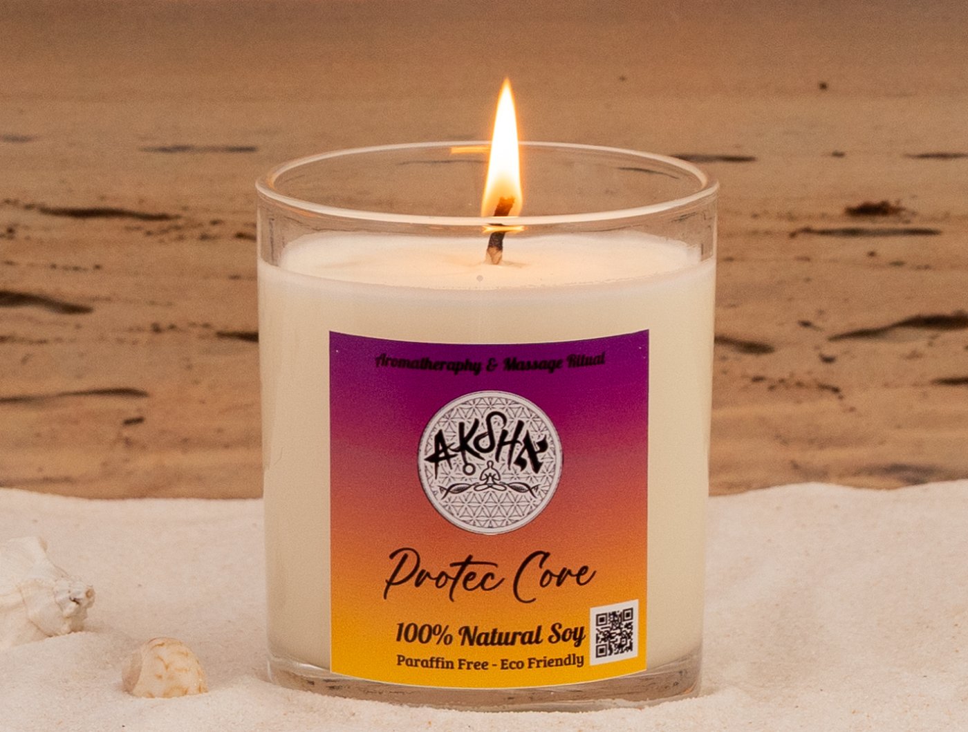 Protect Core Massage Candle, lit