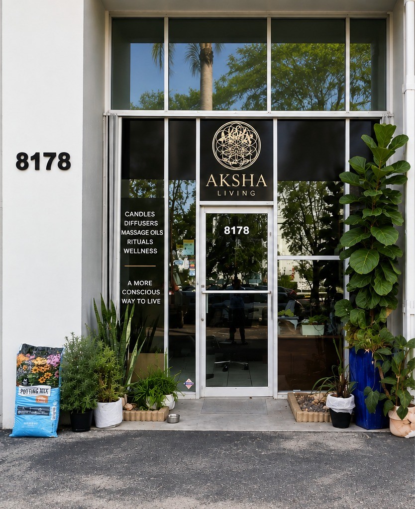 AKSHA Living showroom storefront in Doral, Florida
