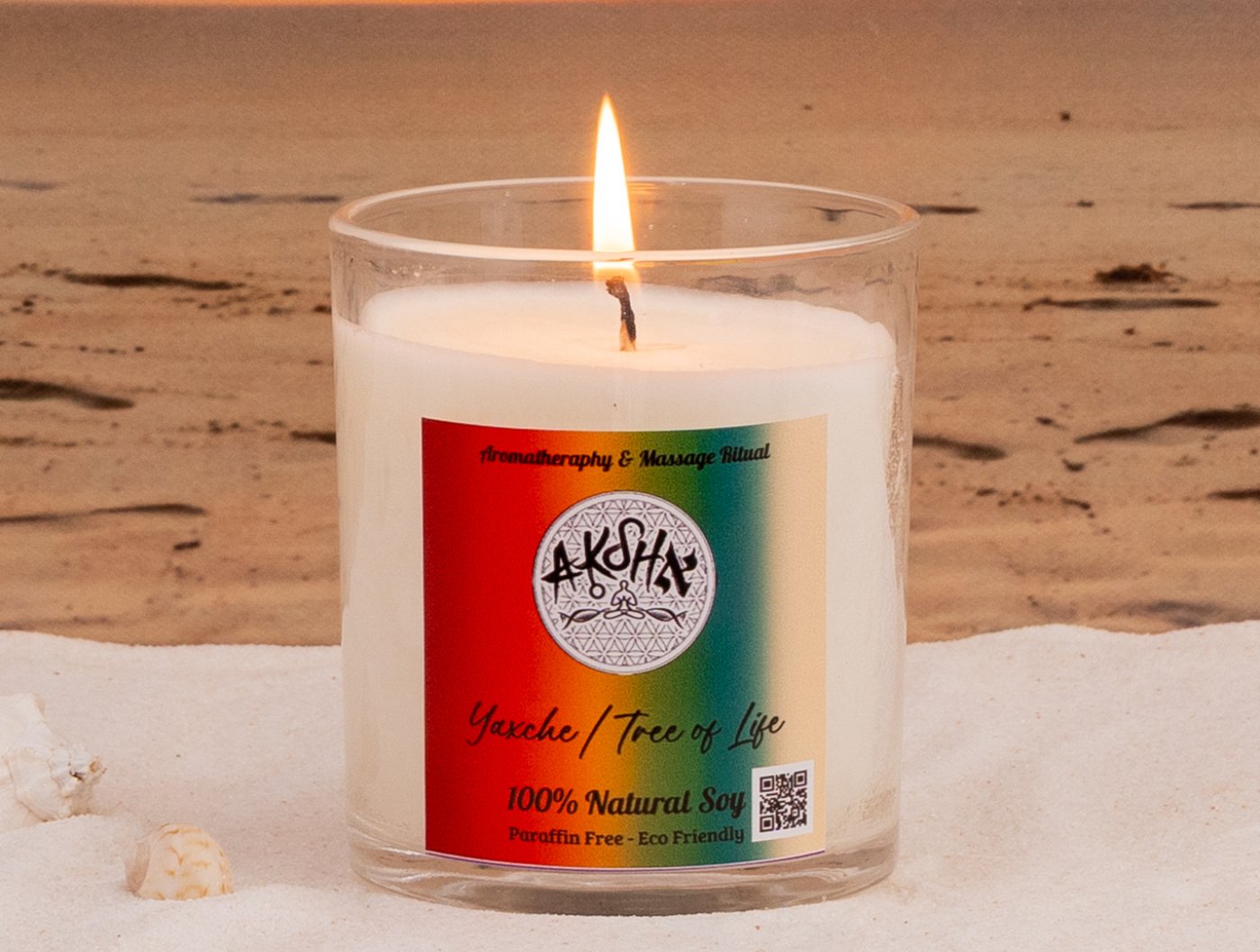 Tree of Life Massage Candle, lit
